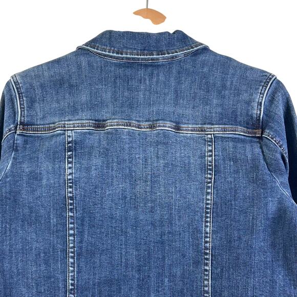 KUT from the Kloth Jill Raw Hem Denim Jean Jacket Blue - Picture 8 of 11